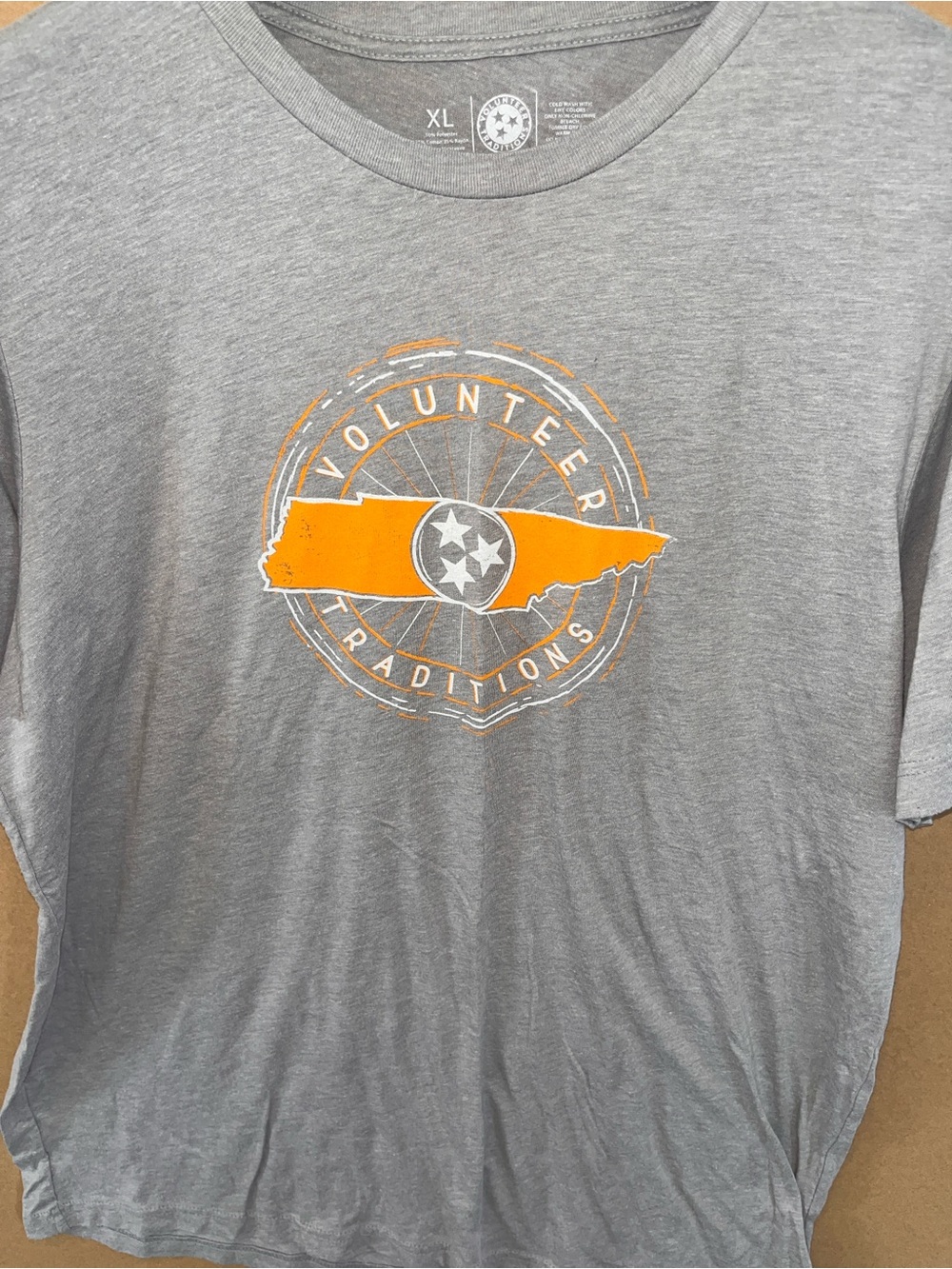 Volunteer Traditions Tennessee T Shirt Mens XL Gray Orange Tri Star Great